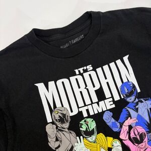 Power Rangers Its Morphin Time Graphic T-Shirt Mens Med Black Cotton Short Slv